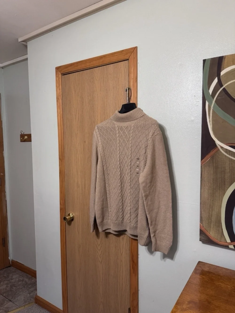 Club Room NWT XXL Tan Long Sleeve Cable-Knit Turtleneck Pullover Sweater